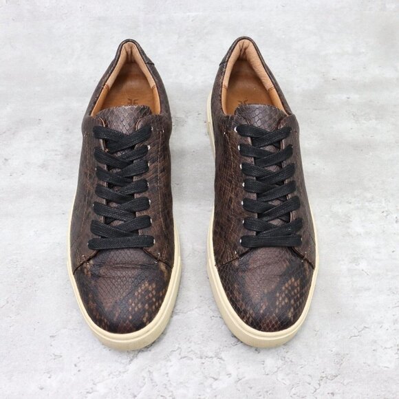 FRYE Ivy Low Womens Size 8M US Dark Brown Snake Embossed Leather Shoes Sneakers‎ - Picture 4 of 13